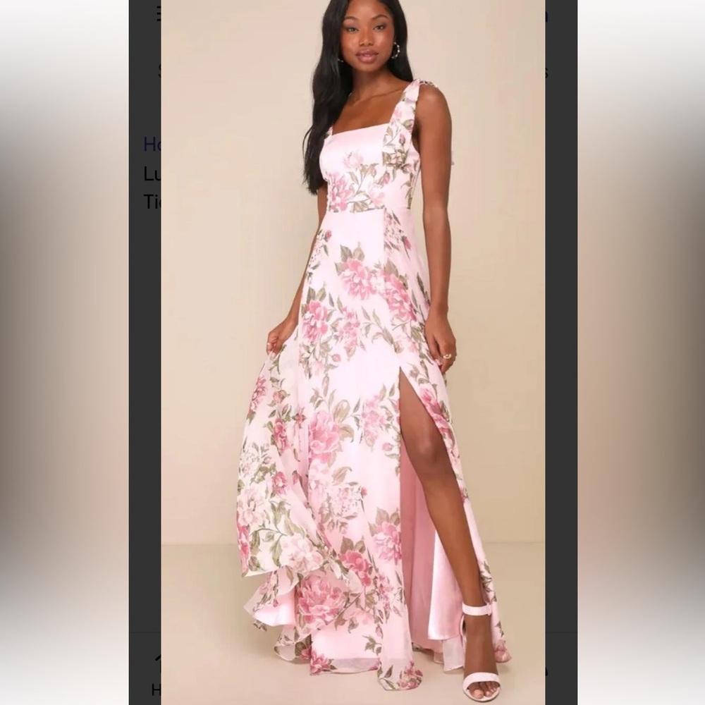 Lulu's Floral Pink Maxi Dress 
Size Small